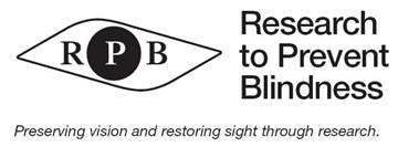 This is an image of Research to Prevent Blindness's logo.  It's black and white.  On right is the words 